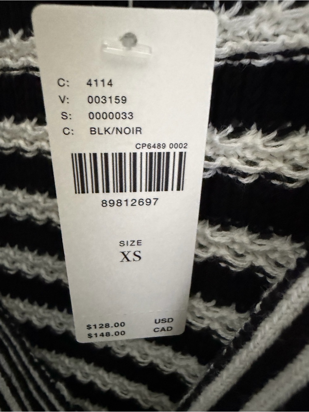 Anthropologie Black & White Striped V-Neck Tie-Front Sweater - Picture 3 of 7